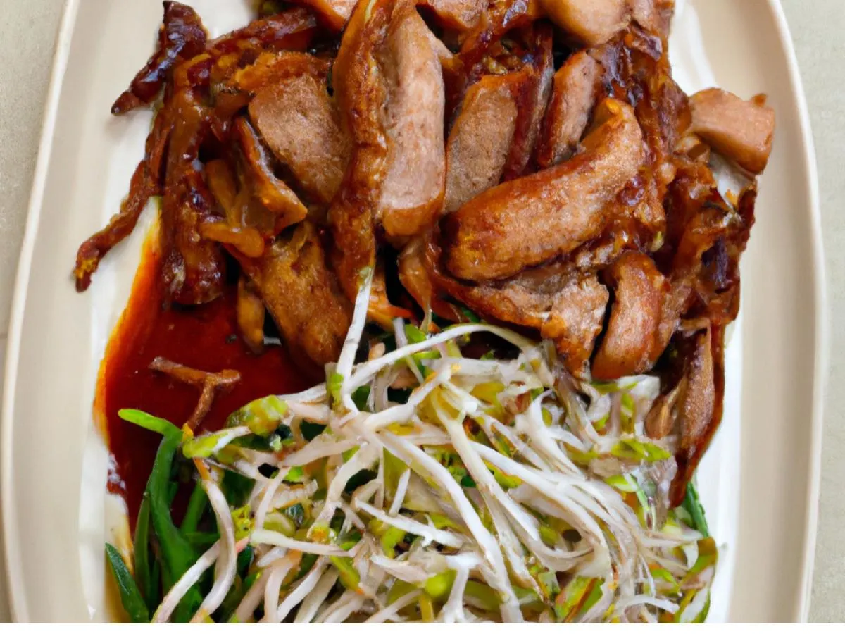 Spicy Pork with Japchae & Sauteed Bean Sprouts Spicy Pork with Japchae & Sauteed Bean Sprouts