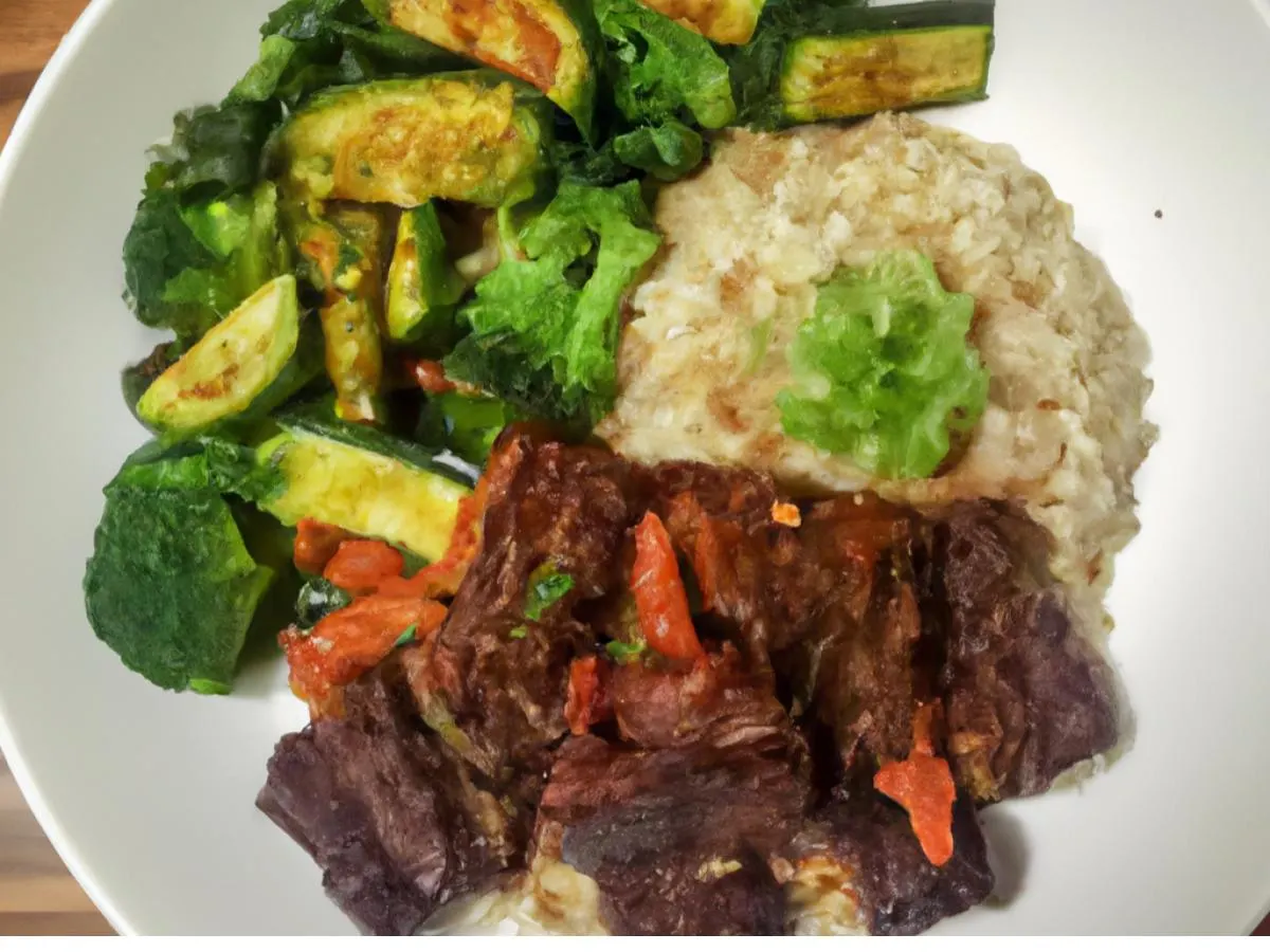 Korean BBQ Short Rib with Kimchi Fried Rice & Sauteed Zucchini Broccoli Korean BBQ Short Rib with Kimchi Fried Rice & Sauteed Zucchini Broccoli