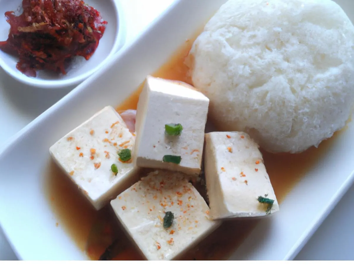 Korean Steamed Tofu with White Rice & Kimchi Korean Steamed Tofu with White Rice & Kimchi