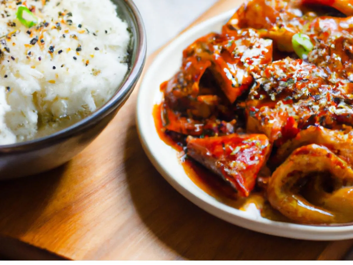 Spicy Pork with White Rice & Fried Bulgogi Dumplings Spicy Pork with White Rice & Fried Bulgogi Dumplings