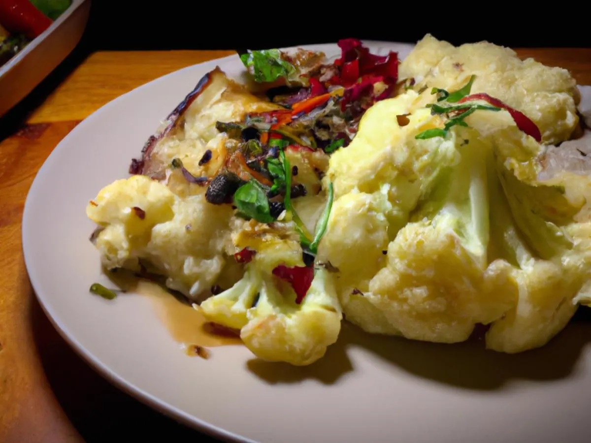 Vegan Gluten-Free Cauliflower Steak with Mashed Potato and Roasted Vegetables Vegan Gluten-Free Cauliflower Steak with Mashed Potato and Roasted Vegetables