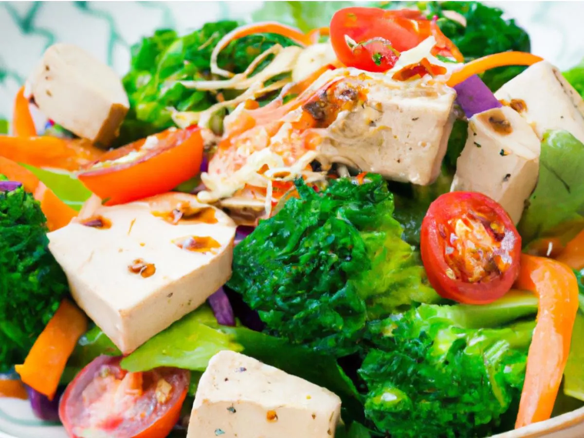 Light Carb Tofu Entree Garden Salad with Asian Vinaigrette Light Carb Tofu Entree Garden Salad with Asian Vinaigrette