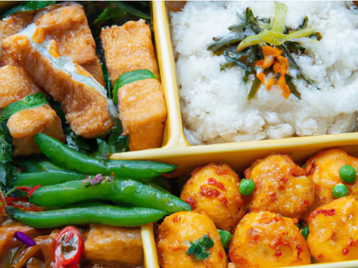 Salted Egg Yolk Fried Fish Filets Bento Box