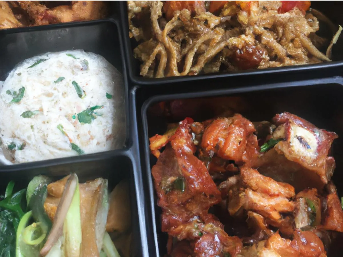 Chicken with Dried Shrimp & Tofu Noodles Bento Box