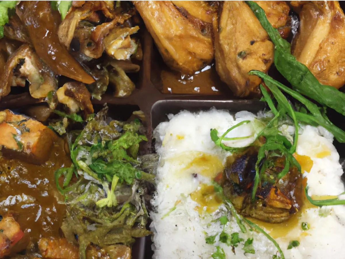 Tofu Fish with Scallion Sauce Bento Box