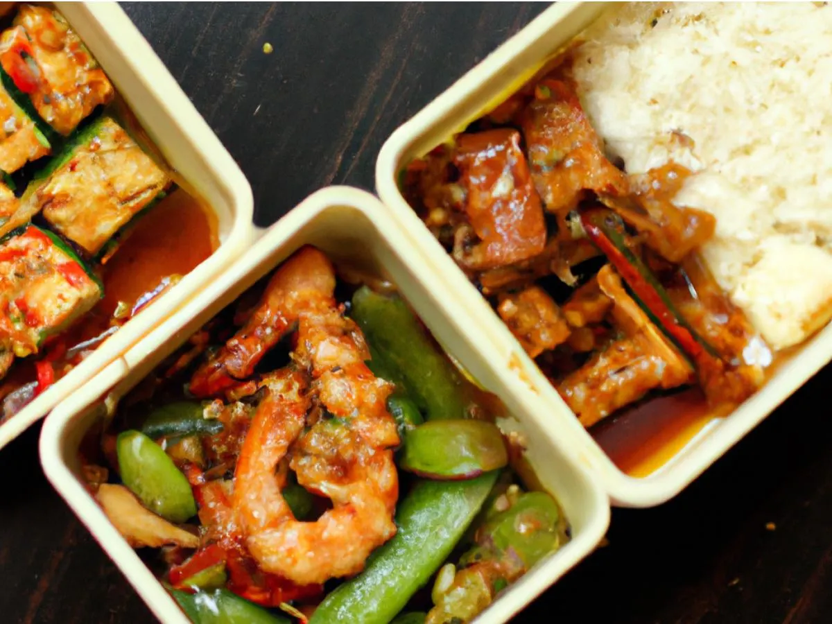 Spicy Yuxiang Pork|Prawns with Edamame|Oil Tofu with Vermicelli|Seasonal Greens