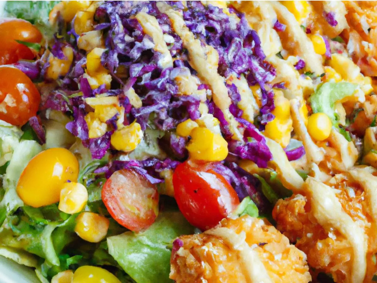 Popcorn Chicken Mixed Green Salad Popcorn Chicken Mixed Green Salad