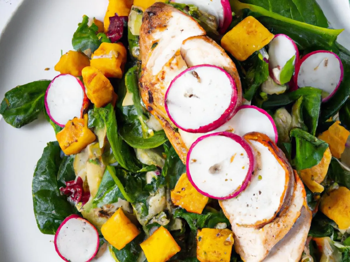 Entree Baby Spinach Salad with Orange Vinaigrette and Chicken Breast