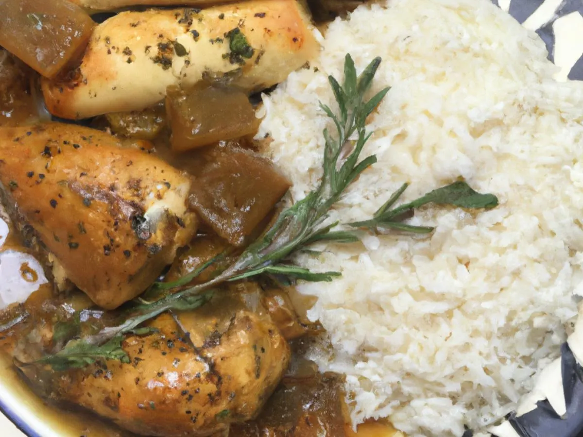 Provencal Style Chicken Served with Rosemary Jasmine Rice & Sweet Plantain Casserole Provencal Style Chicken Served with Rosemary Jasmine Rice & Sweet Plantain Casserole