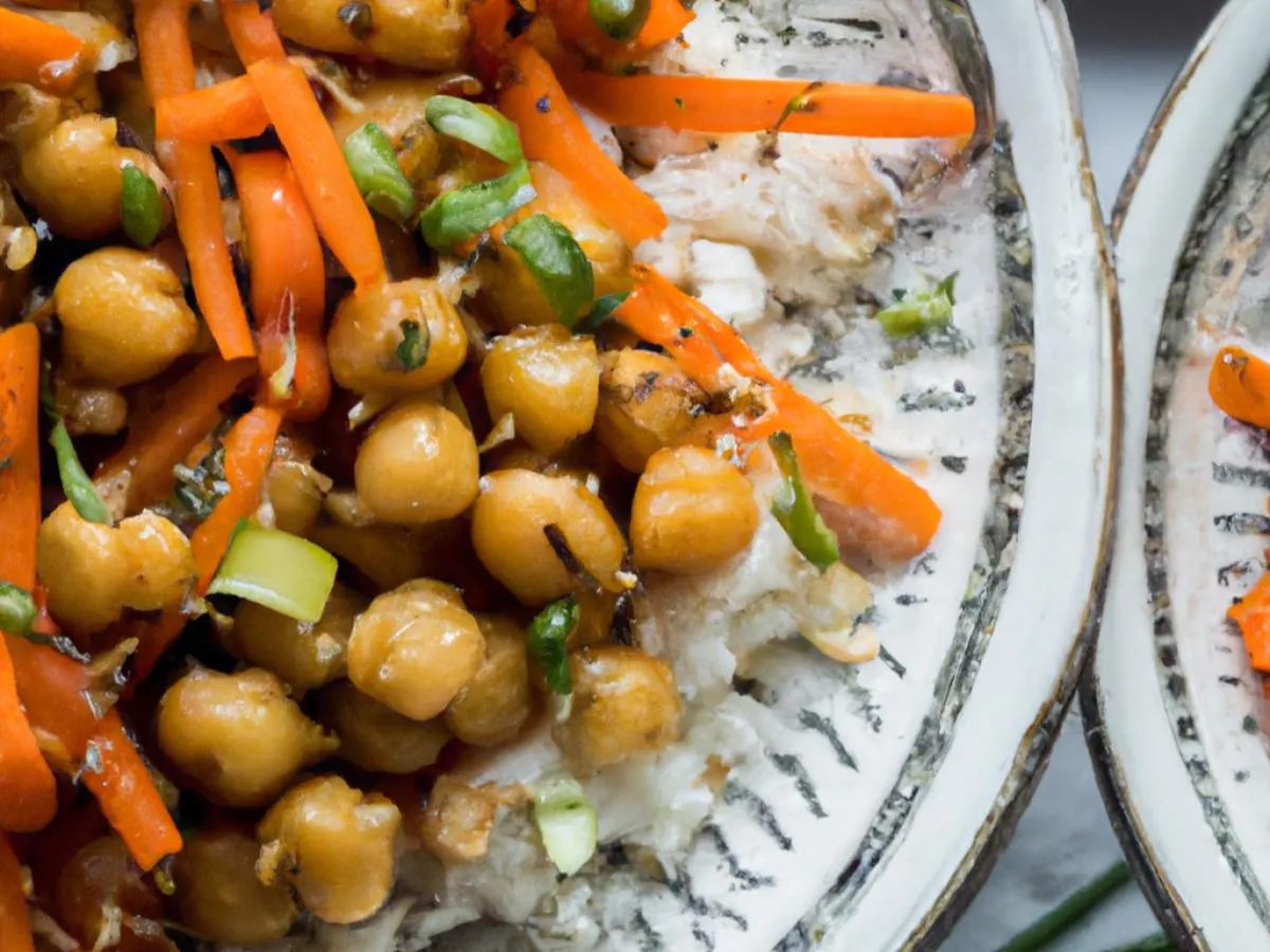 Sesame Scallion Chickpeas Served with Rosemary Jasmine Rice & Roasted Carrots Sesame Scallion Chickpeas Served with Rosemary Jasmine Rice & Roasted Carrots