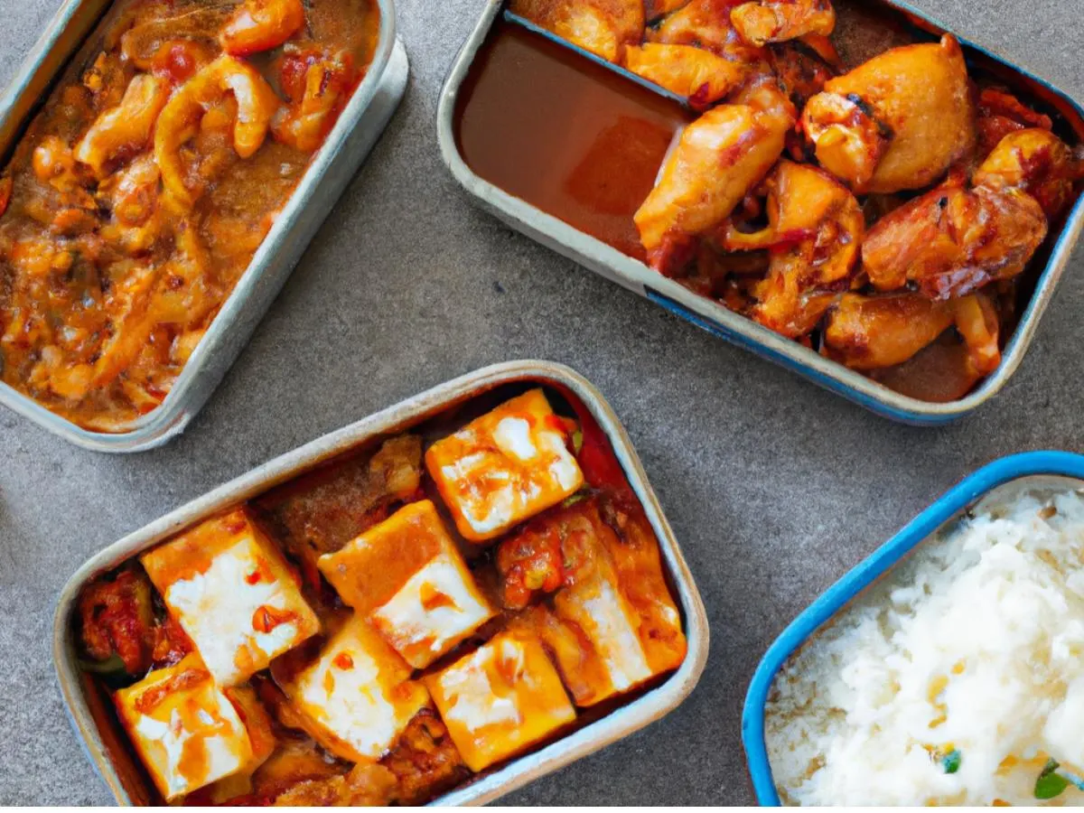 Chinese Satay Squids|Orange Chicken|Mapo Tofu with Minced Pork|Seasonal Greens