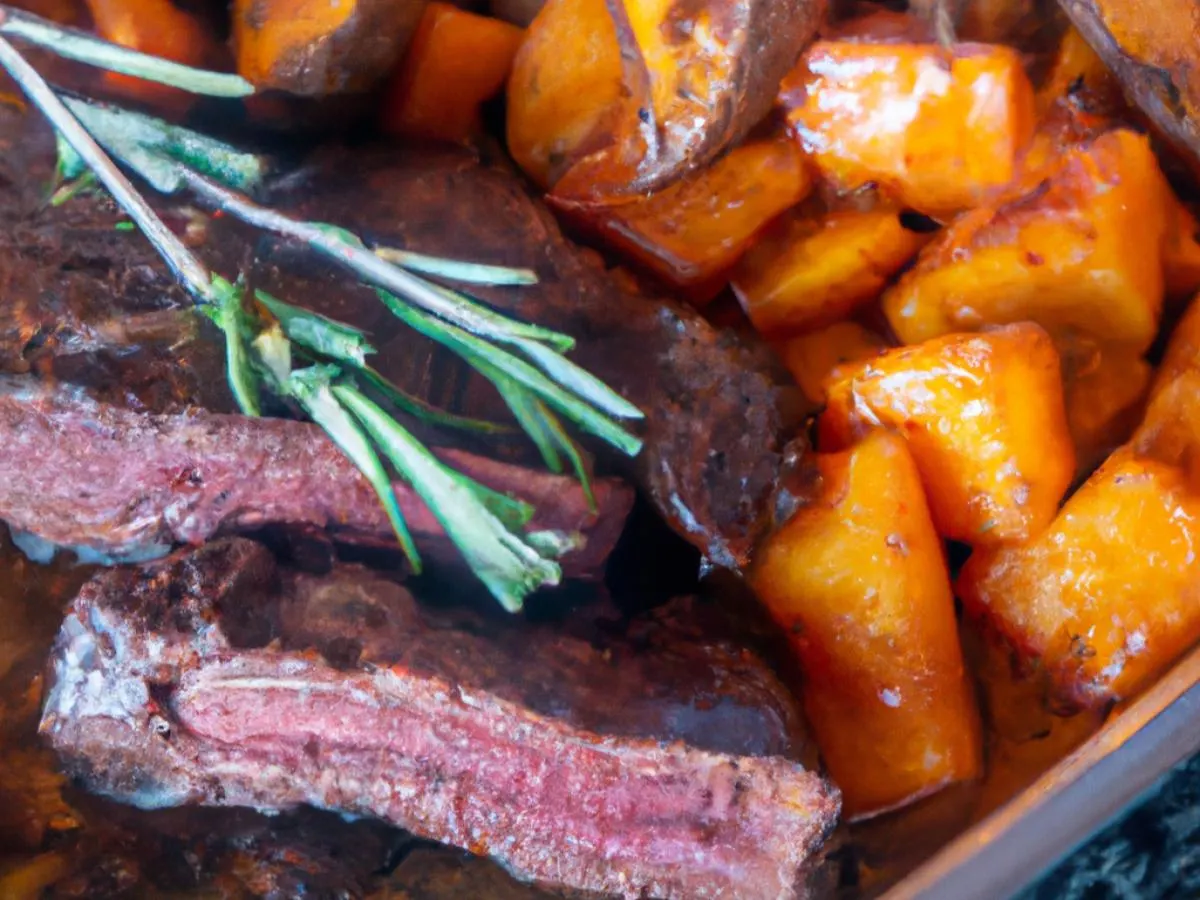 Rosemary NY Strip Steak Served with Roasted Sweet Potato & Sweet Plantain Casserole Rosemary NY Strip Steak Served with Roasted Sweet Potato & Sweet Plantain Casserole