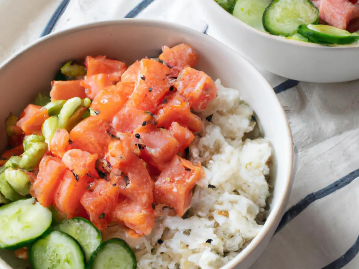 Classic Tuna and Salmon Medium Rice and Salad Bowl