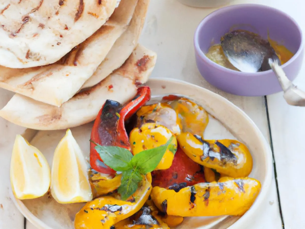 NUT FREE Roasted Eggplant and Bell Peppers with Side Pita NUT FREE Roasted Eggplant and Bell Peppers with Side Pita