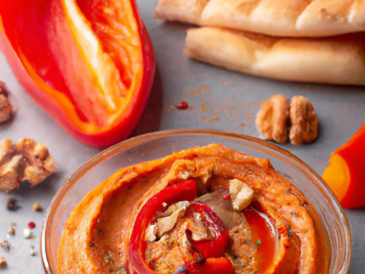 Muhammara-Red Bell Pepper Hummus with Pita Muhammara-Red Bell Pepper Hummus with Pita