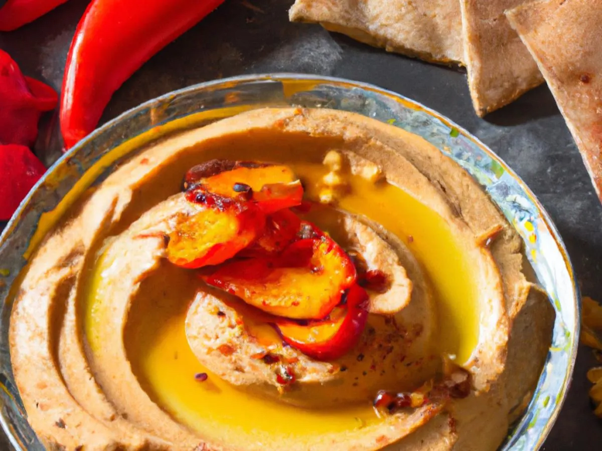 NUT FREE Muhammara-Red Bell Pepper Hummus with Pita NUT FREE Muhammara-Red Bell Pepper Hummus with Pita