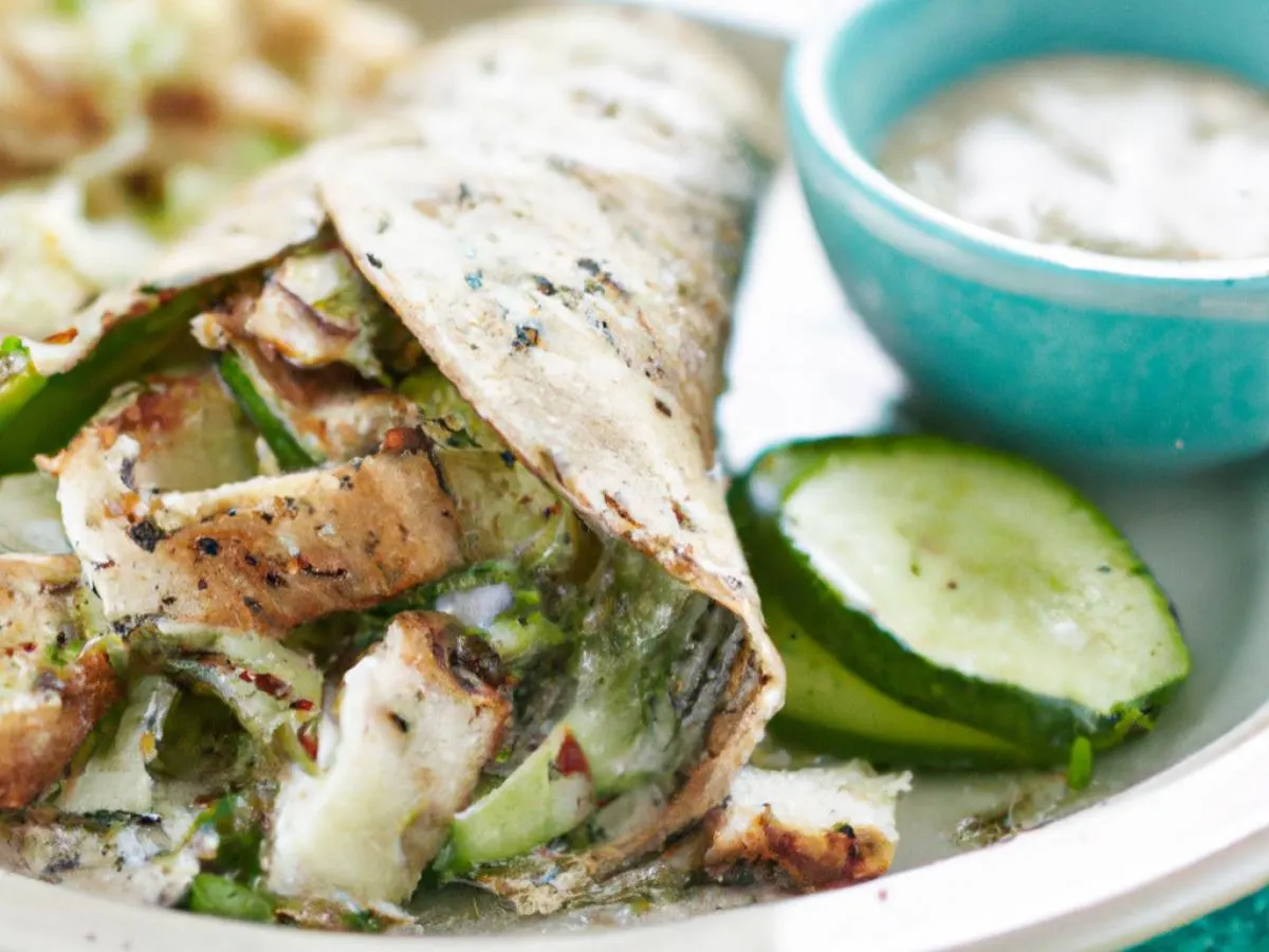 Chilled Blackened Chicken Caesar Wrap with Cucumber Salad Chilled Blackened Chicken Caesar Wrap with Cucumber Salad