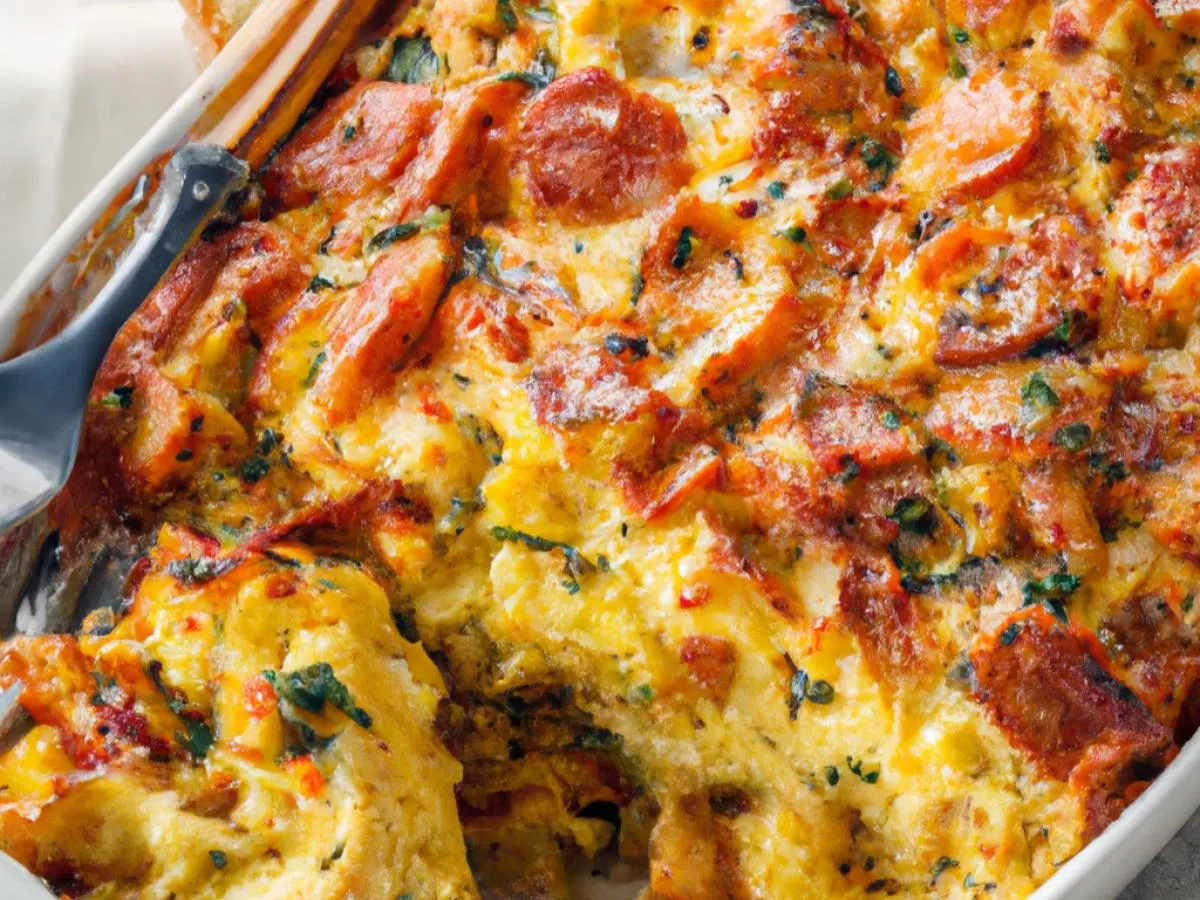 Potato, Cheese, And Egg Casserole With Turkey Sausage