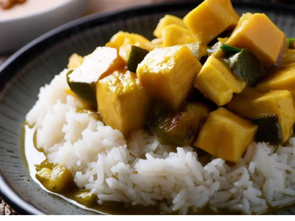 Green Tofu Curry with Rice