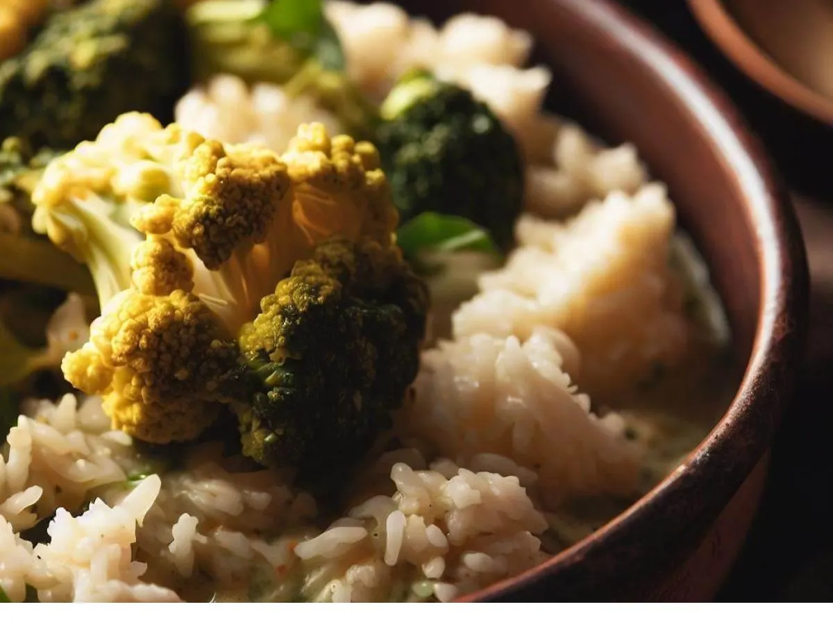 Green Cauliflower Curry with Rice
