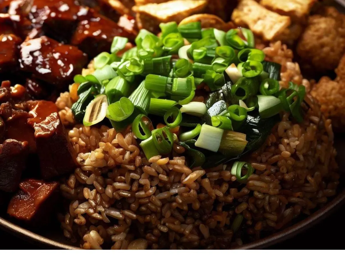 Scallion Lamb Kung Pao Chicken Veggie Fried Brown Rice Salt & Pepper Tofu