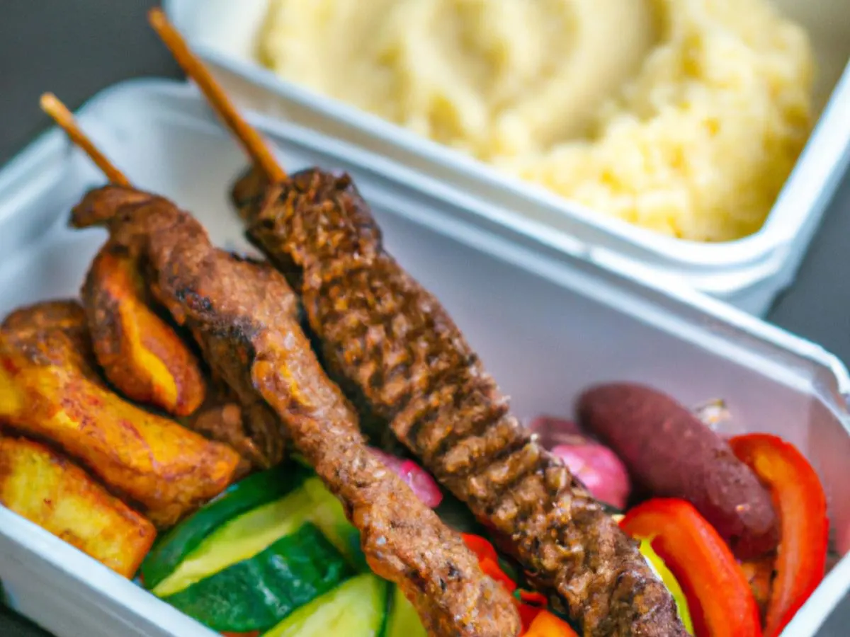 Grilled Lamb Loin & Grilled Chicken Kebab, Mashed Potatoes, Grilled Vegetables Grilled Lamb Loin & Grilled Chicken Kebab, Mashed Potatoes, Grilled Vegetables