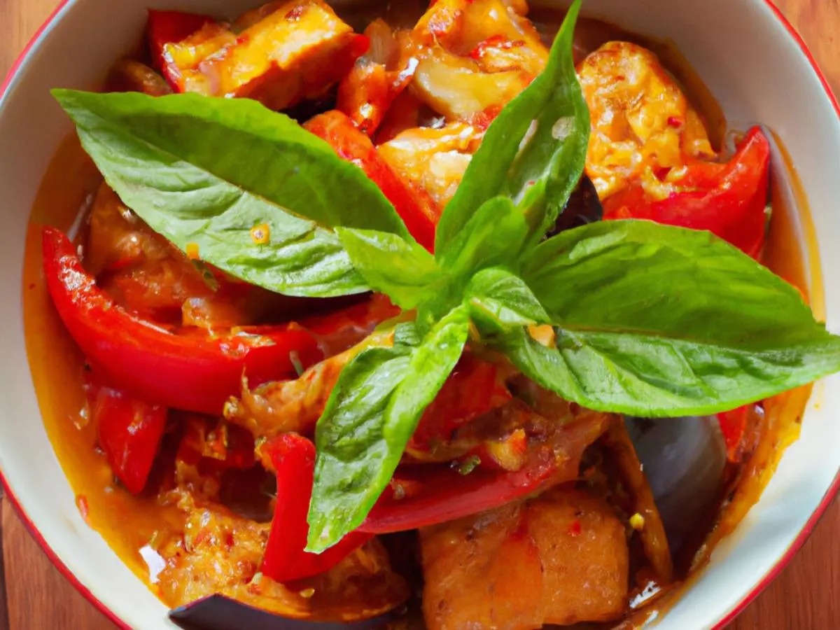 Eggplant and Fried Tofu w/ Fresh Basil Eggplant and Fried Tofu w/ Fresh Basil
