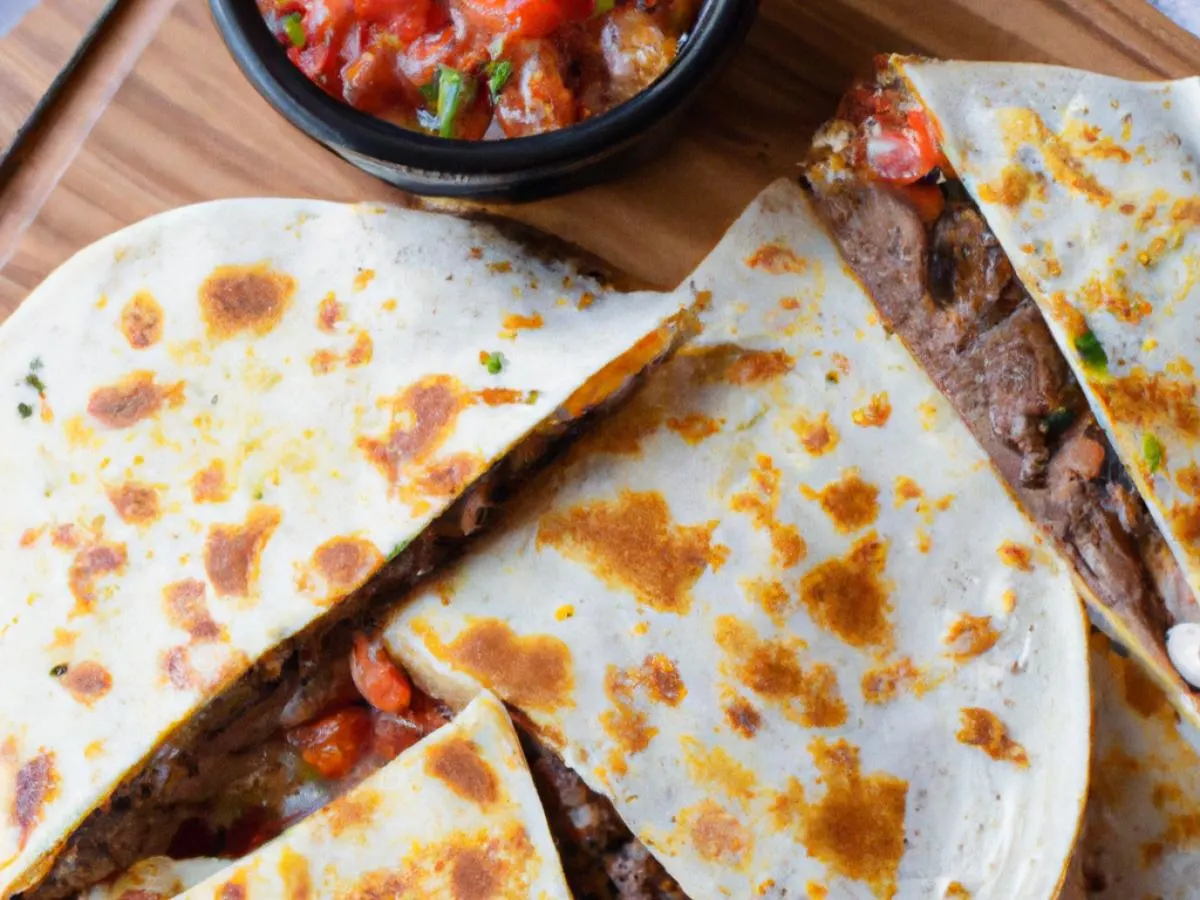 Cuban Soy Beef Quesadilla with Chips & Salsa Cuban Soy Beef Quesadilla with Chips & Salsa