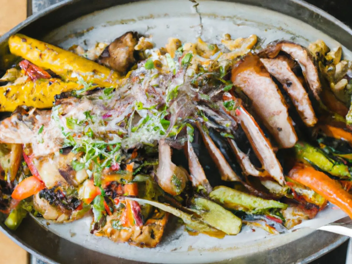 Grilled Lemongrass Chicken & Pork and Chicken Meatballs with Soy Ginger over Spring Mix