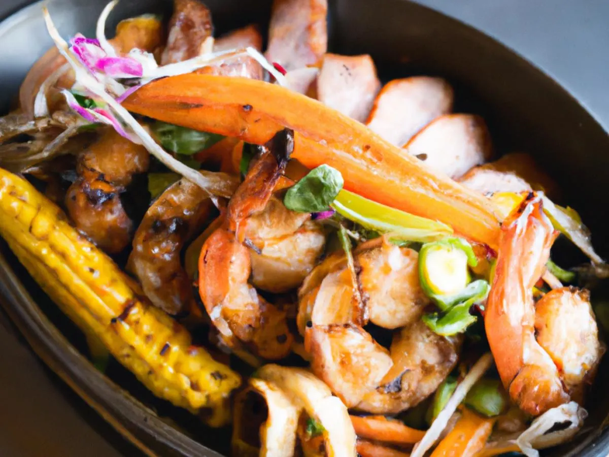 Garlic Shrimp & Grilled Lemongrass Chicken with Soy Ginger over Spring Mix Box