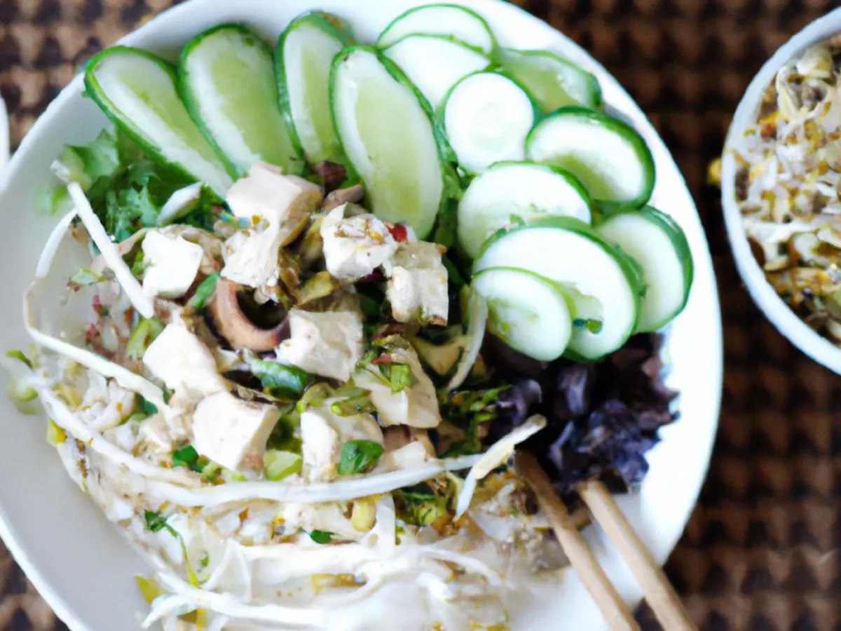 Tofu and Mushroom Larb served with Cold Vermicelli Noodles (NO PEANUTS)