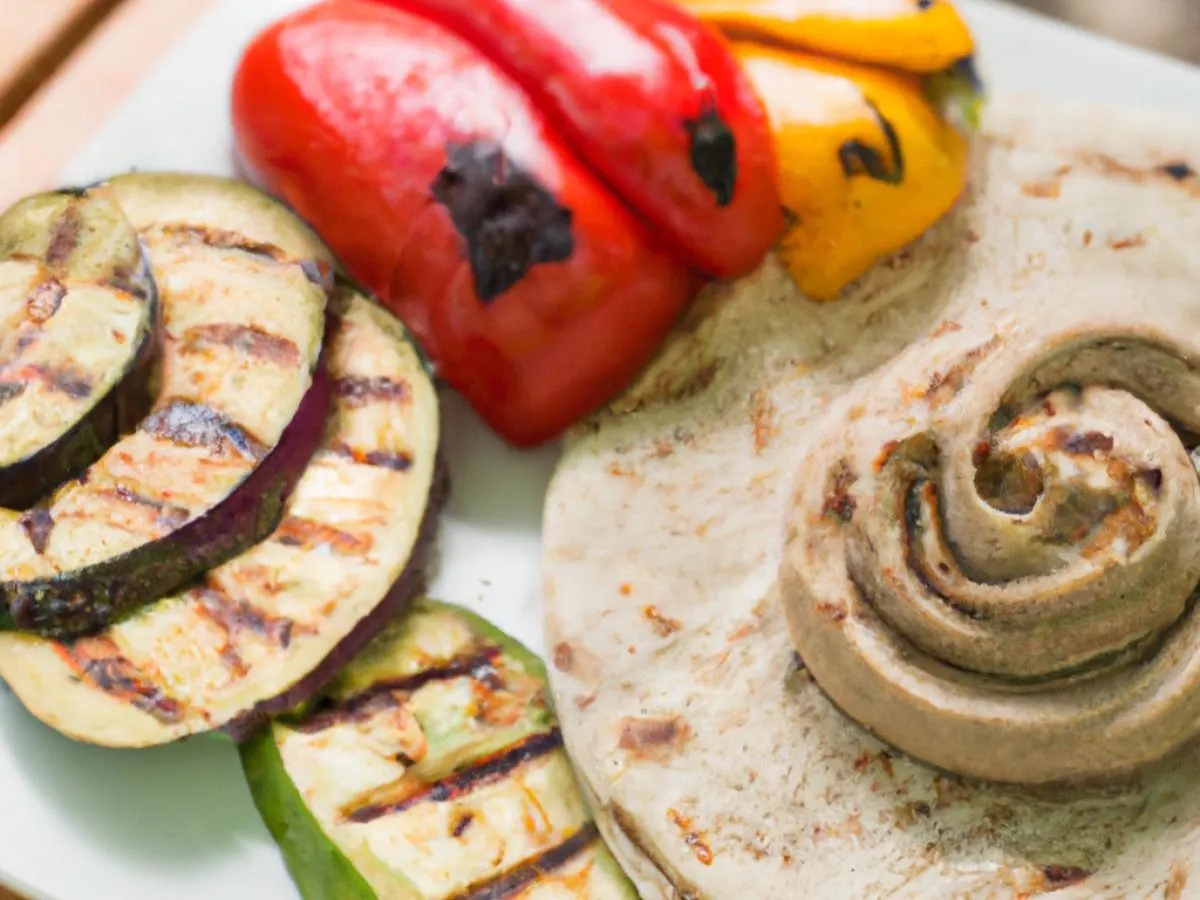 Vegan Meatless Gyro With Grilled Vegetables and Hummus with Pita Vegan Meatless Gyro With Grilled Vegetables and Hummus with Pita