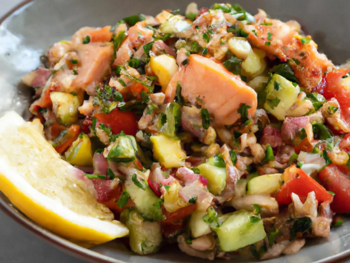 Farro Salad with Lemon Pesto Salmon Farro Salad with Lemon Pesto Salmon