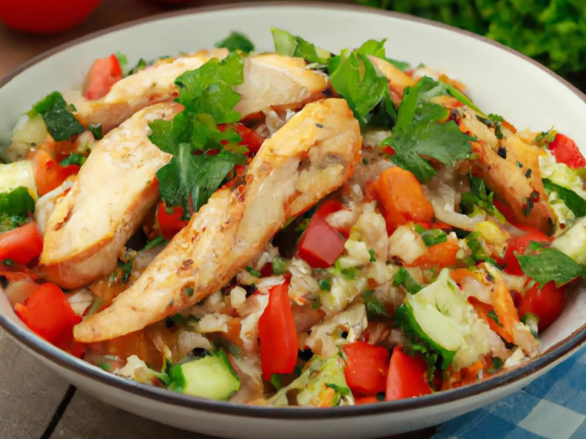 Farro Salad with Grilled Chicken Chimichurri Farro Salad with Grilled Chicken Chimichurri