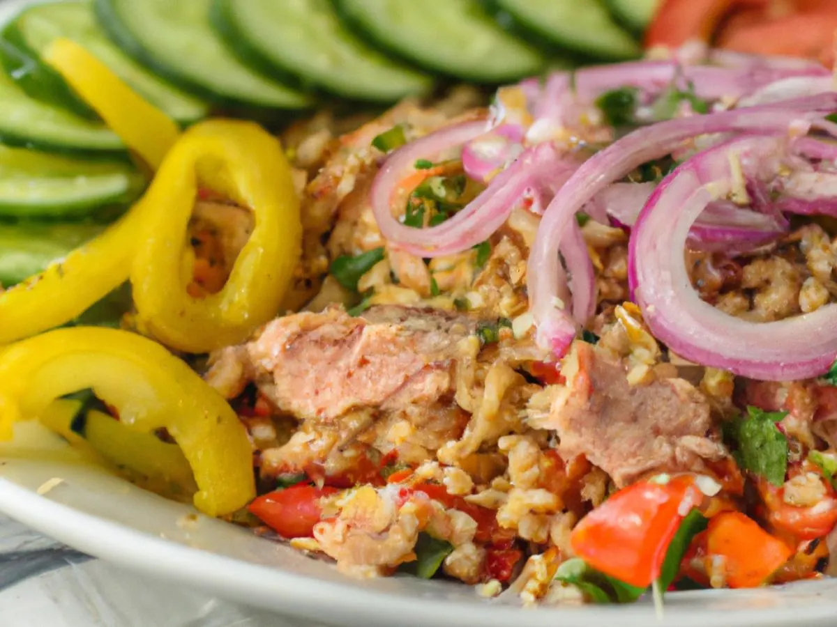 Farro Salad with Vegan Ahi Tuna Farro Salad with Vegan Ahi Tuna