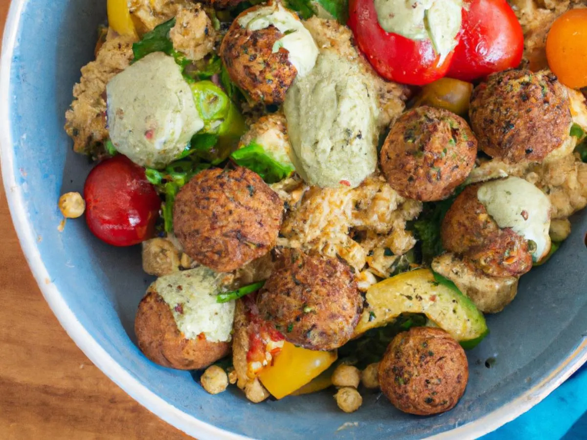 Couscous Salad with Falafel Bites and Tahini Couscous Salad with Falafel Bites and Tahini