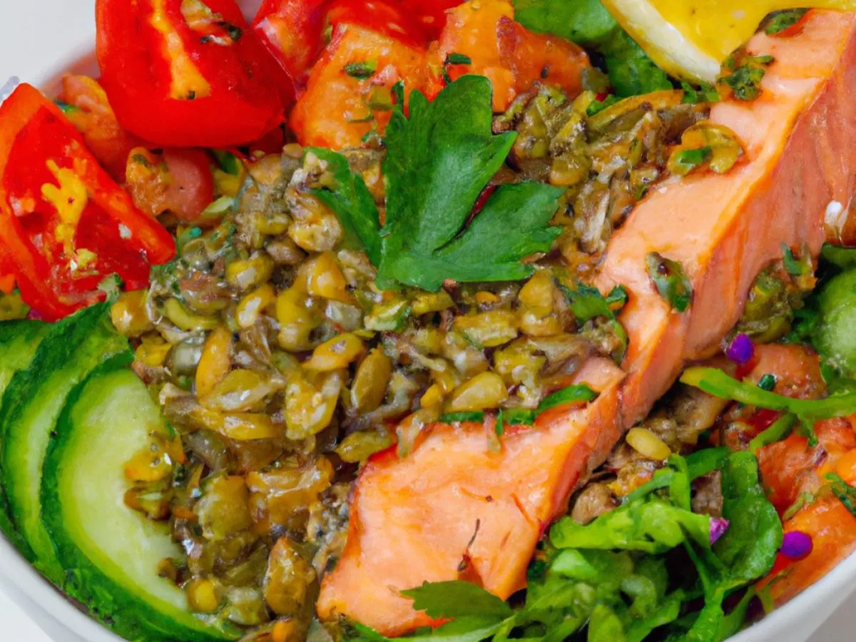 Lentil Salad with Lemon Pesto Salmon Lentil Salad with Lemon Pesto Salmon