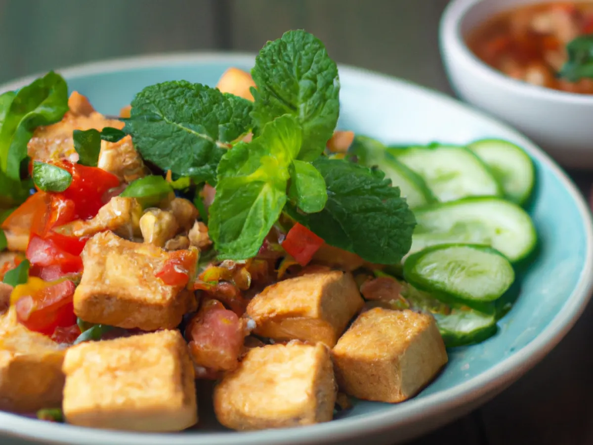 Lima Bean Salad with Fried Tofu and Spicy Chili Sauce Lima Bean Salad with Fried Tofu and Spicy Chili Sauce
