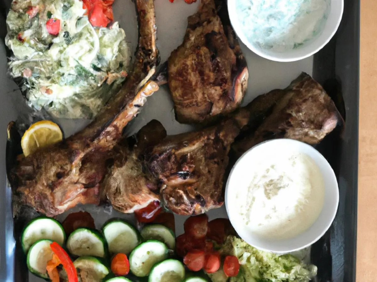 Grilled Lamb Loin & Chicken Skewers, Mediterranean Rice, Grilled Vegetables & Spinach-Feta Filo Roll Grilled Lamb Loin & Chicken Skewers, Mediterranean Rice, Grilled Vegetables & Spinach-Feta Filo Roll