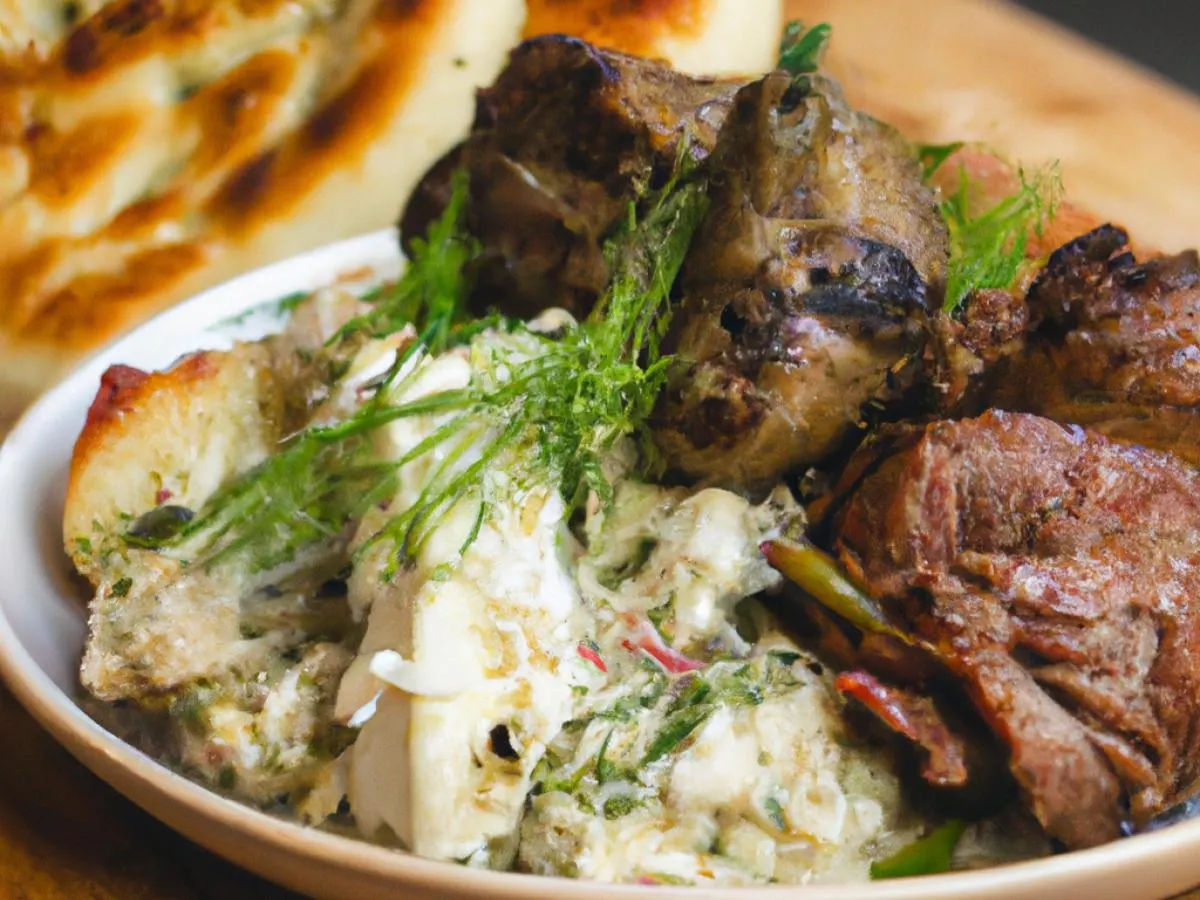 Grilled Lamb, Pulled Pork, Mediterranean Rice, Veggie, Potato Cake w/Feta & Dill Grilled Lamb, Pulled Pork, Mediterranean Rice, Veggie, Potato Cake w/Feta & Dill