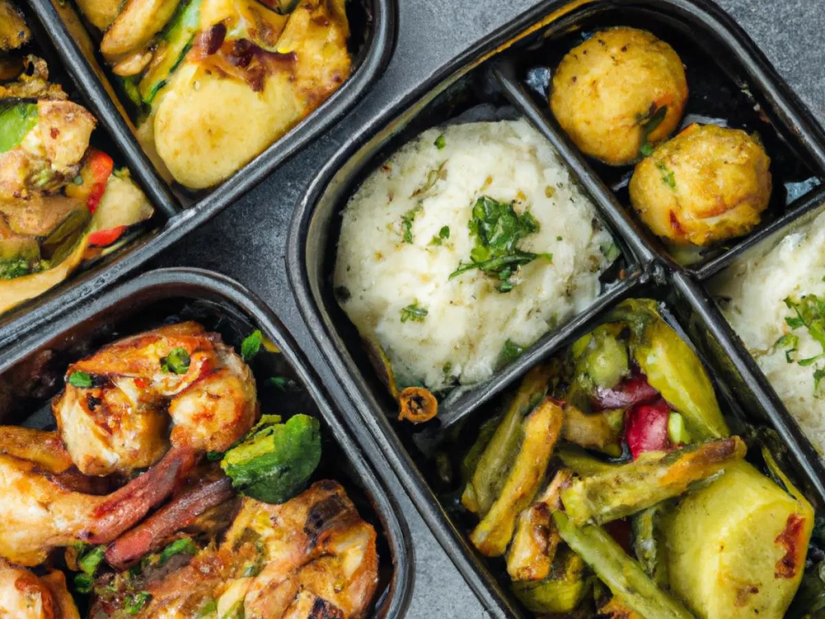 Braised Chicken, Grilled Prawns, Seasoned Rice, Grilled Vegetables, Potato Cake Braised Chicken, Grilled Prawns, Seasoned Rice, Grilled Vegetables, Potato Cake