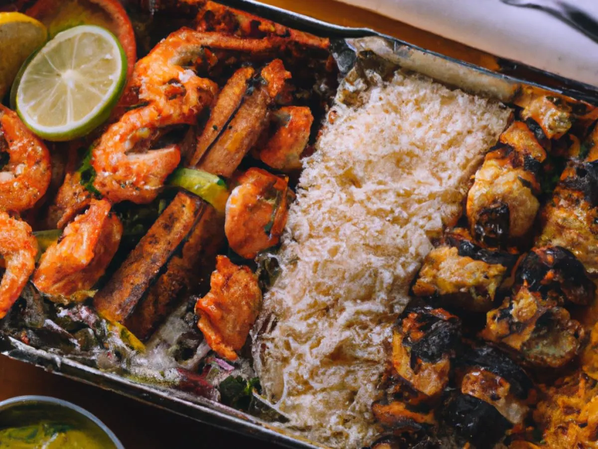 Grilled Chicken & Grilled Prawns, Mediterranean Rice, Grilled Vegetables Grilled Chicken & Grilled Prawns, Mediterranean Rice, Grilled Vegetables