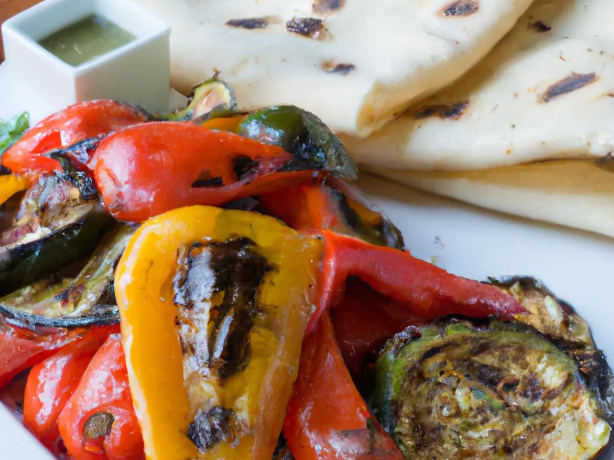 NUT FREE Roasted Eggplant and Bell Peppers with Side Pita NUT FREE Roasted Eggplant and Bell Peppers with Side Pita