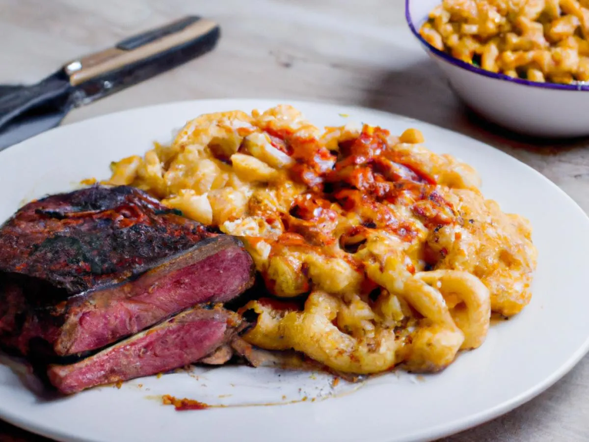 Beef Brisket with Macaroni Cheese and Vegan Baked Beans Beef Brisket with Macaroni Cheese and Vegan Baked Beans