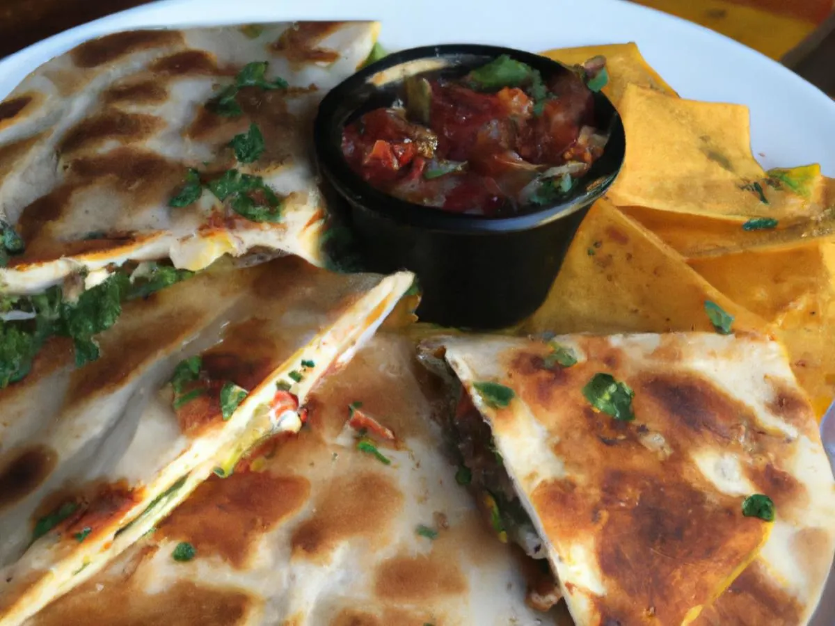 Jamaican Jerk Chicken Quesadilla with Chips & Salsa Jamaican Jerk Chicken Quesadilla with Chips & Salsa