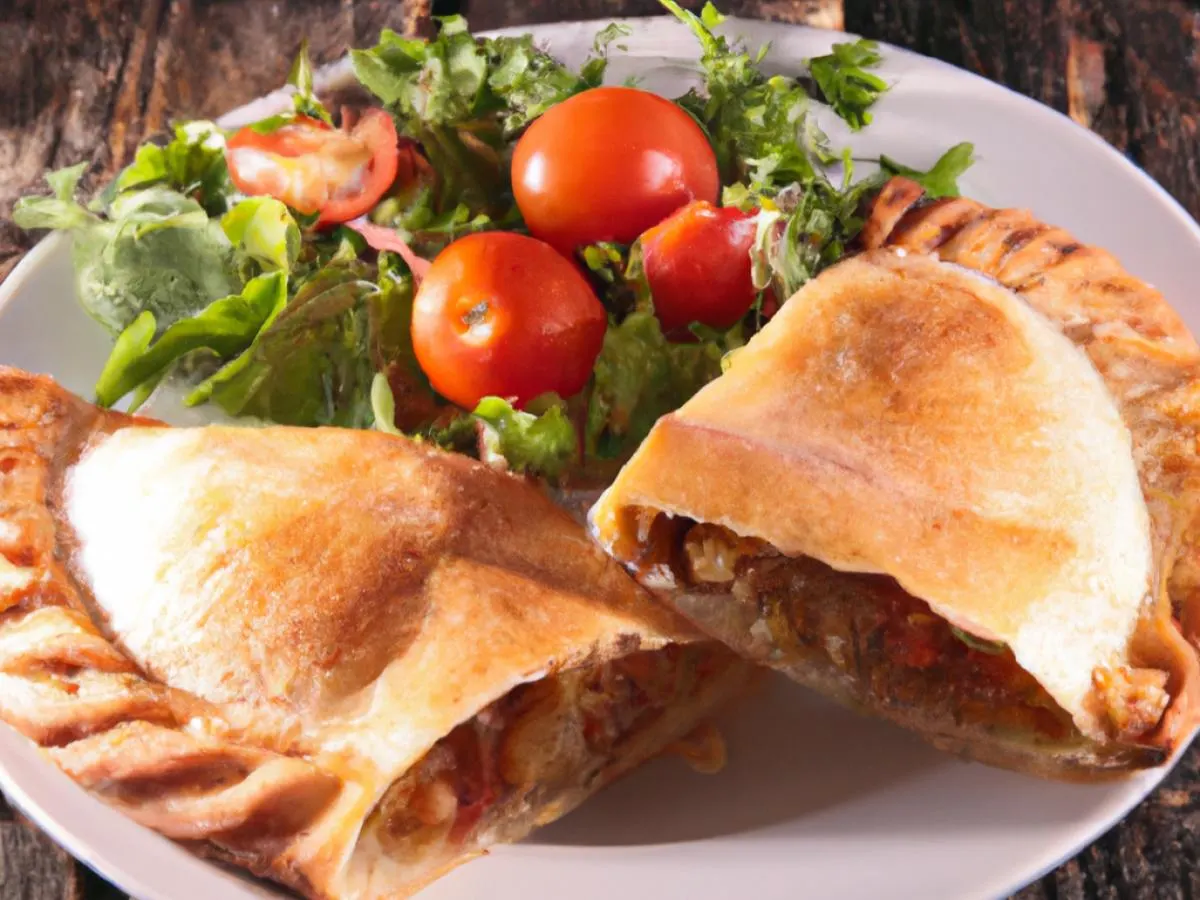 Half All Meat Calzone and Salad Half All Meat Calzone and Salad