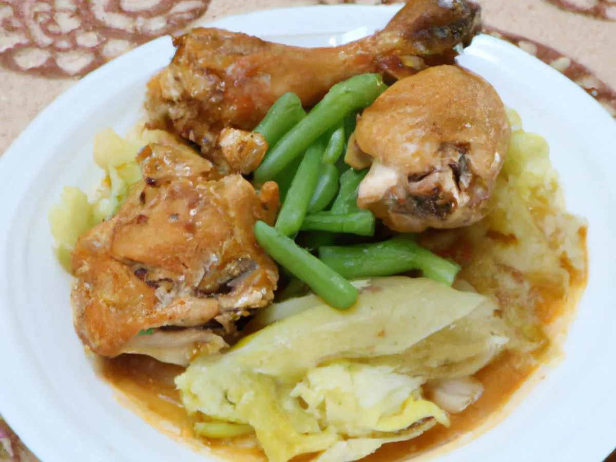 Stew Chicken with Potato Salad and Mixed Steam Veg Stew Chicken with Potato Salad and Mixed Steam Veg