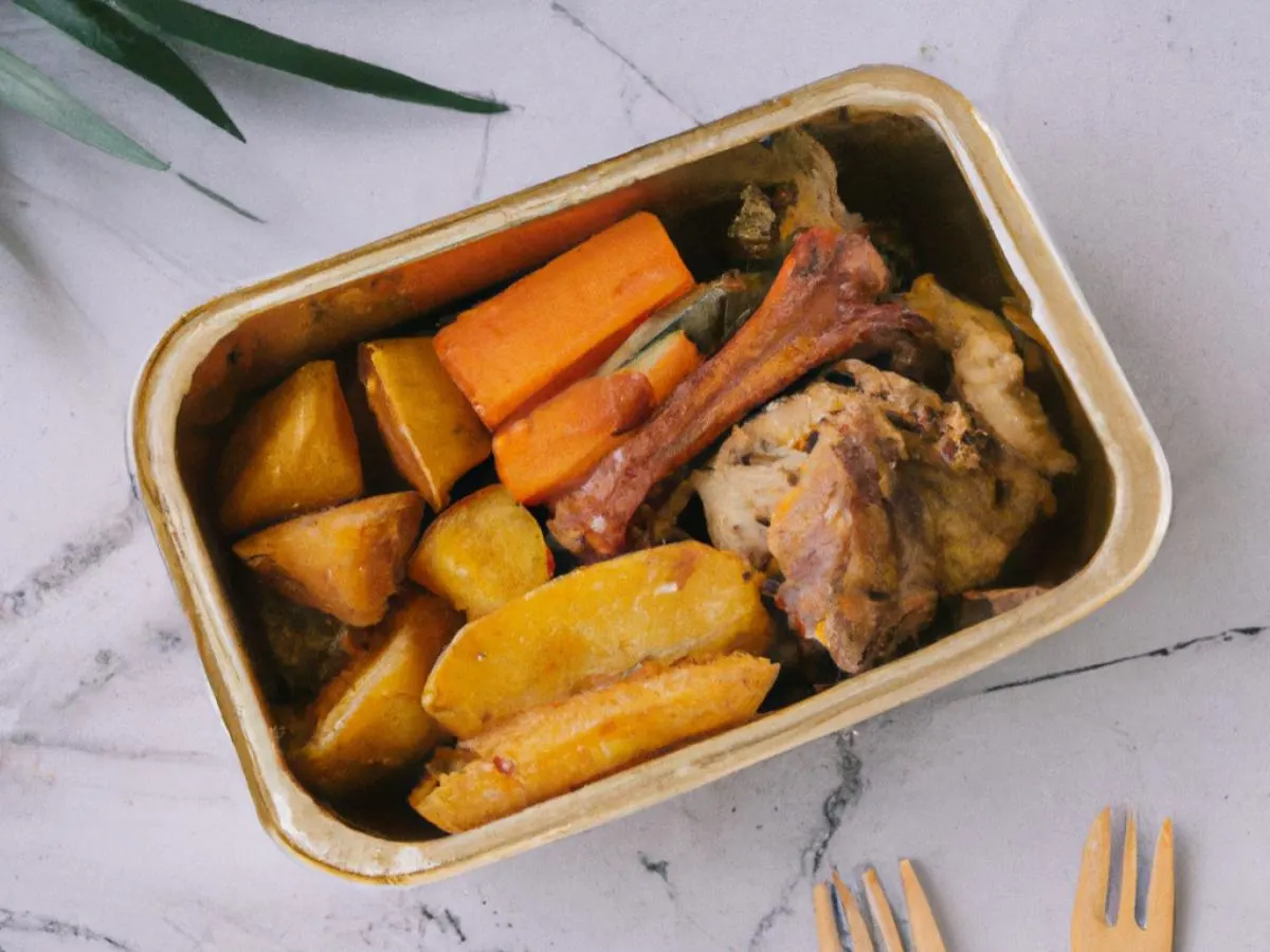 Stew Chicken with Potato Salad and Root Veg Medley Stew Chicken with Potato Salad and Root Veg Medley