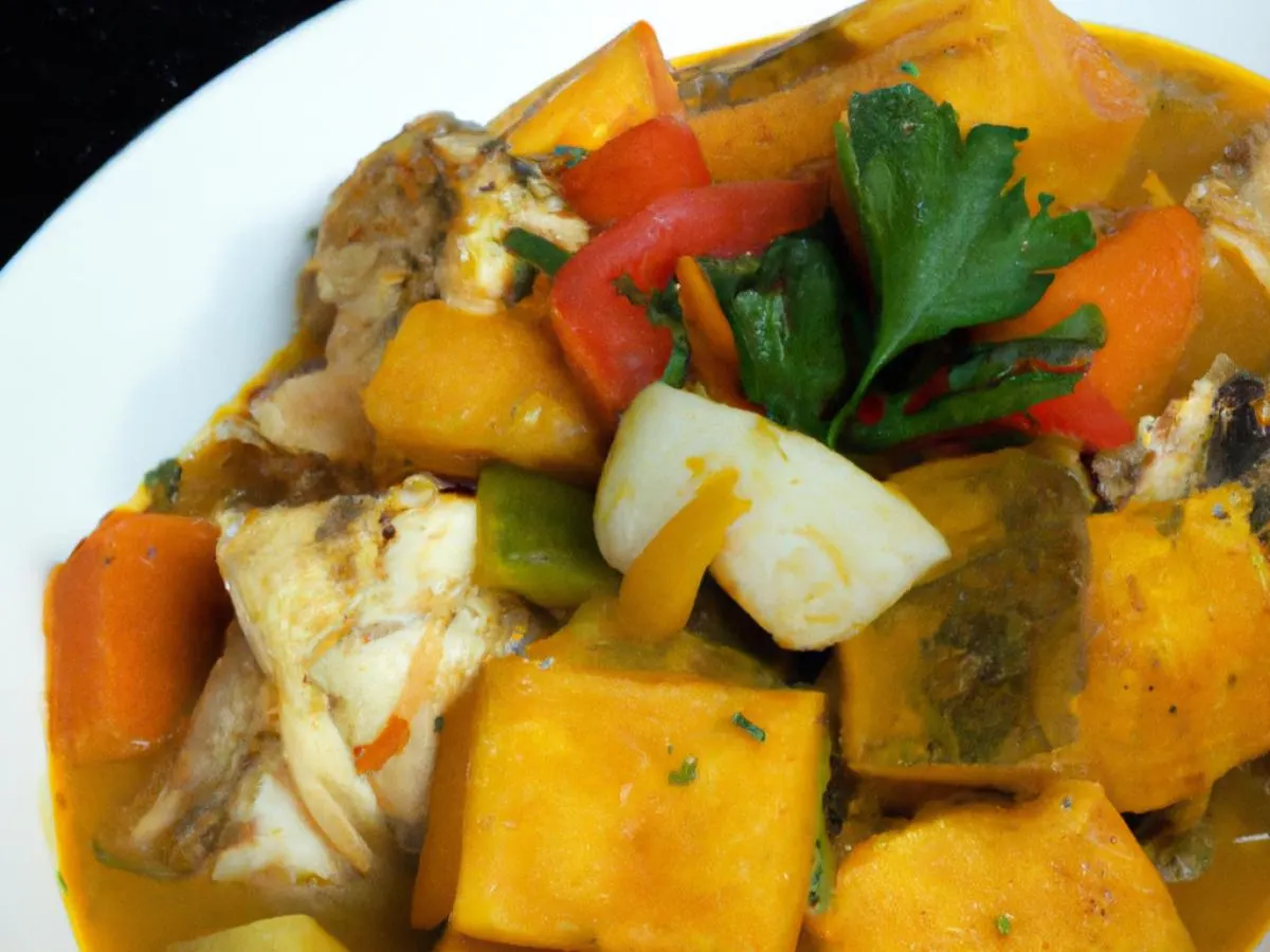Stew Fish (White Fish Fillet) with Curry Squash and Root Veg Medley Stew Fish (White Fish Fillet) with Curry Squash and Root Veg Medley