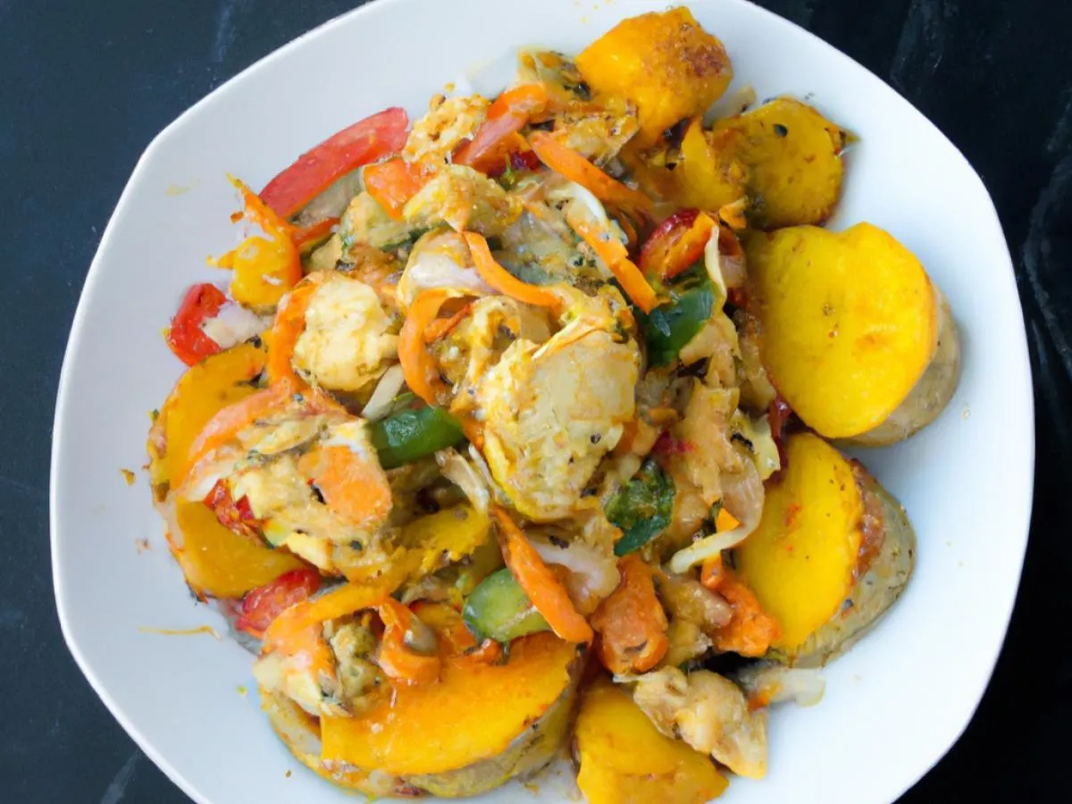 Saltfish Buljol with Curry Squash and Root Veg Medley Saltfish Buljol with Curry Squash and Root Veg Medley